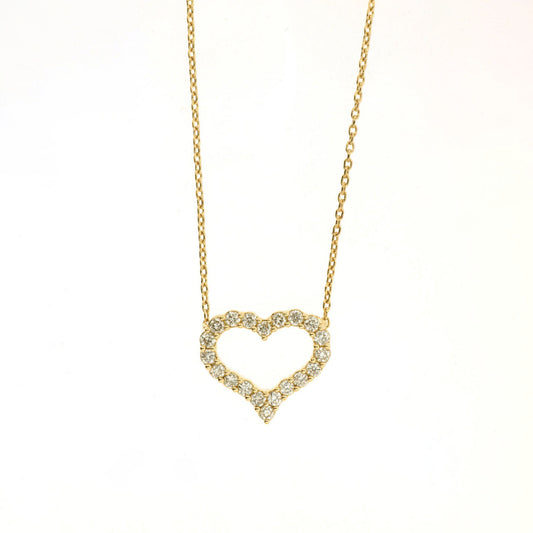 14K Yellow Gold Diamond Heart Necklace
