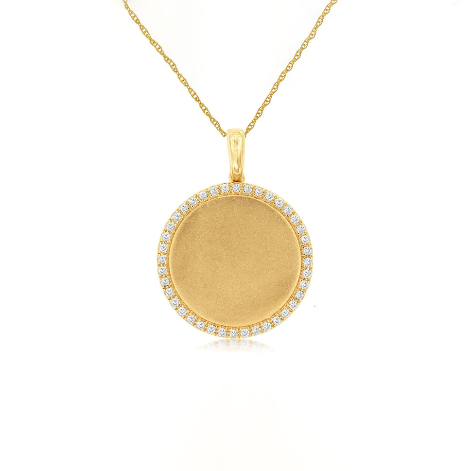 14K Yellow Gold Diamond Disc Pendant
