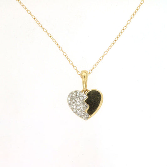14K Yellow Gold Diamond Heart Necklace