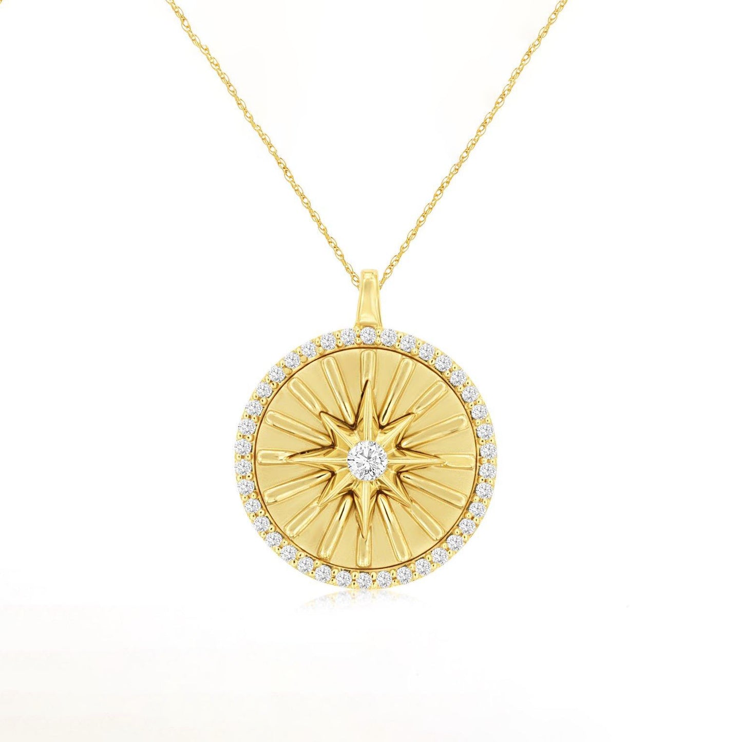 14K Yellow Gold & Diamond Starburst Pendant