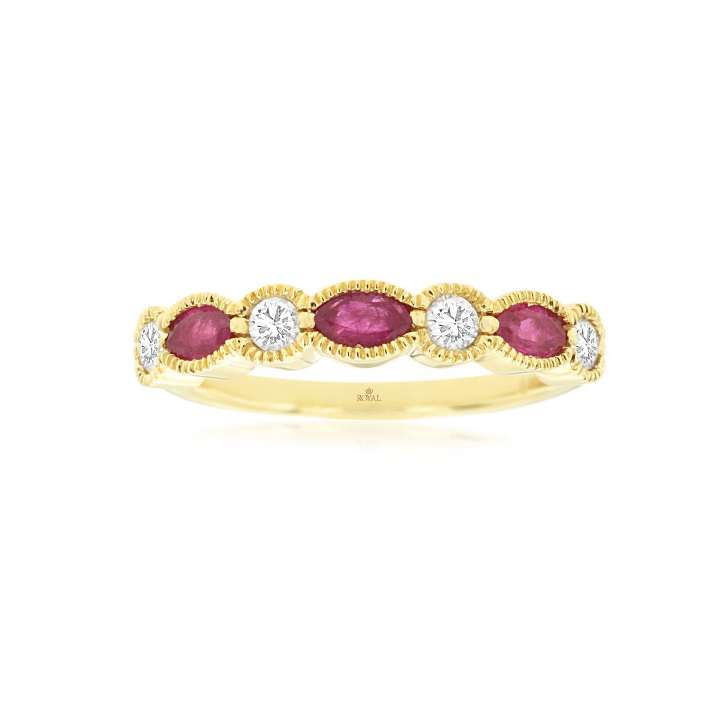 14K Yellow Gold Ruby and Diamond Ring