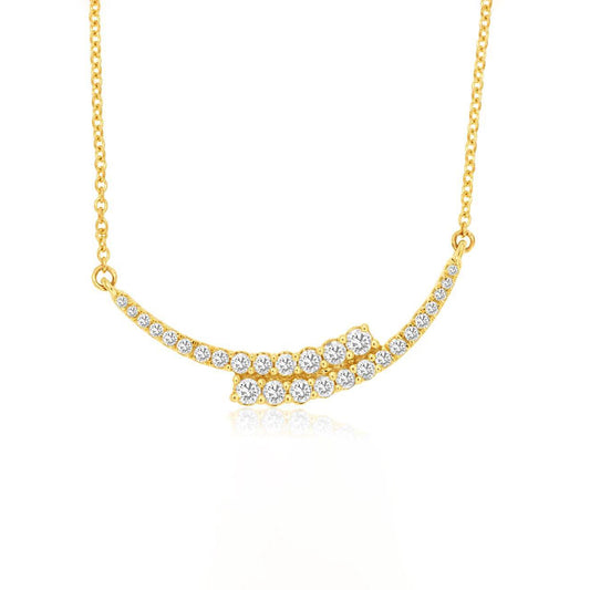 14K Yellow Gold Graduated Diamond Bar Necklace