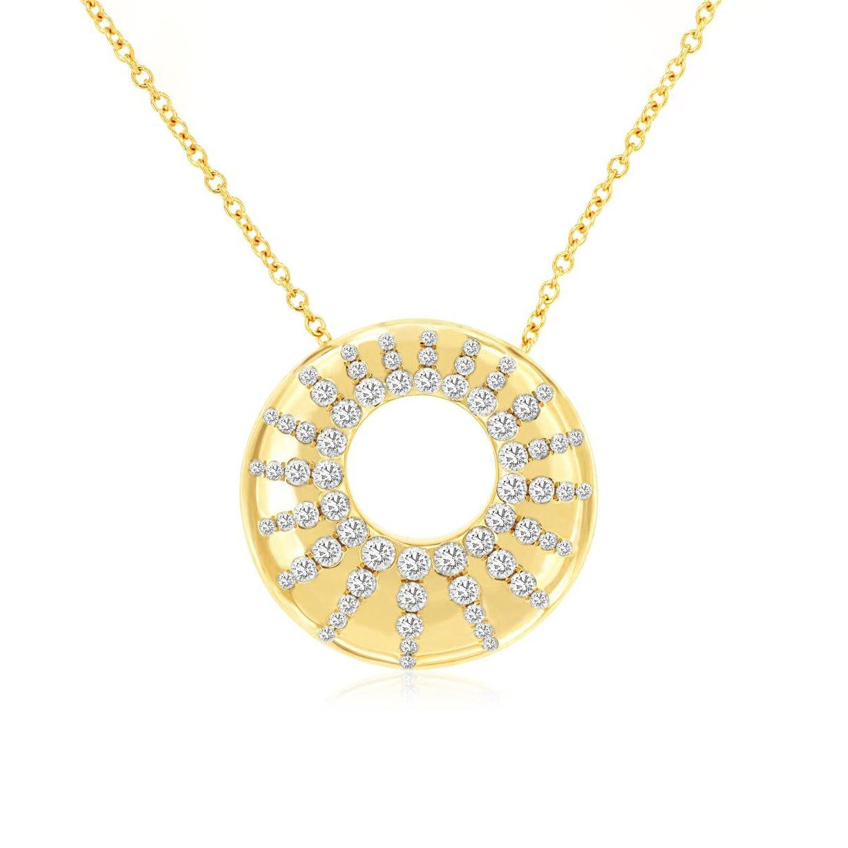 14K Yellow Gold Diamond Sunburst Necklace