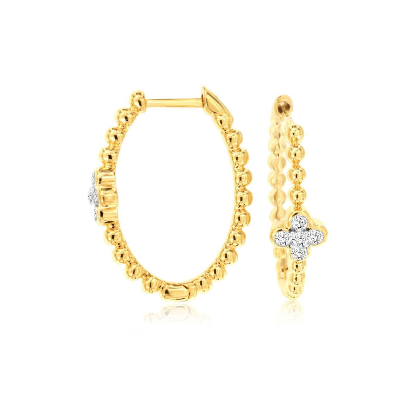 14K Yellow Gold 0.25ctw Diamond Hoop Earrings