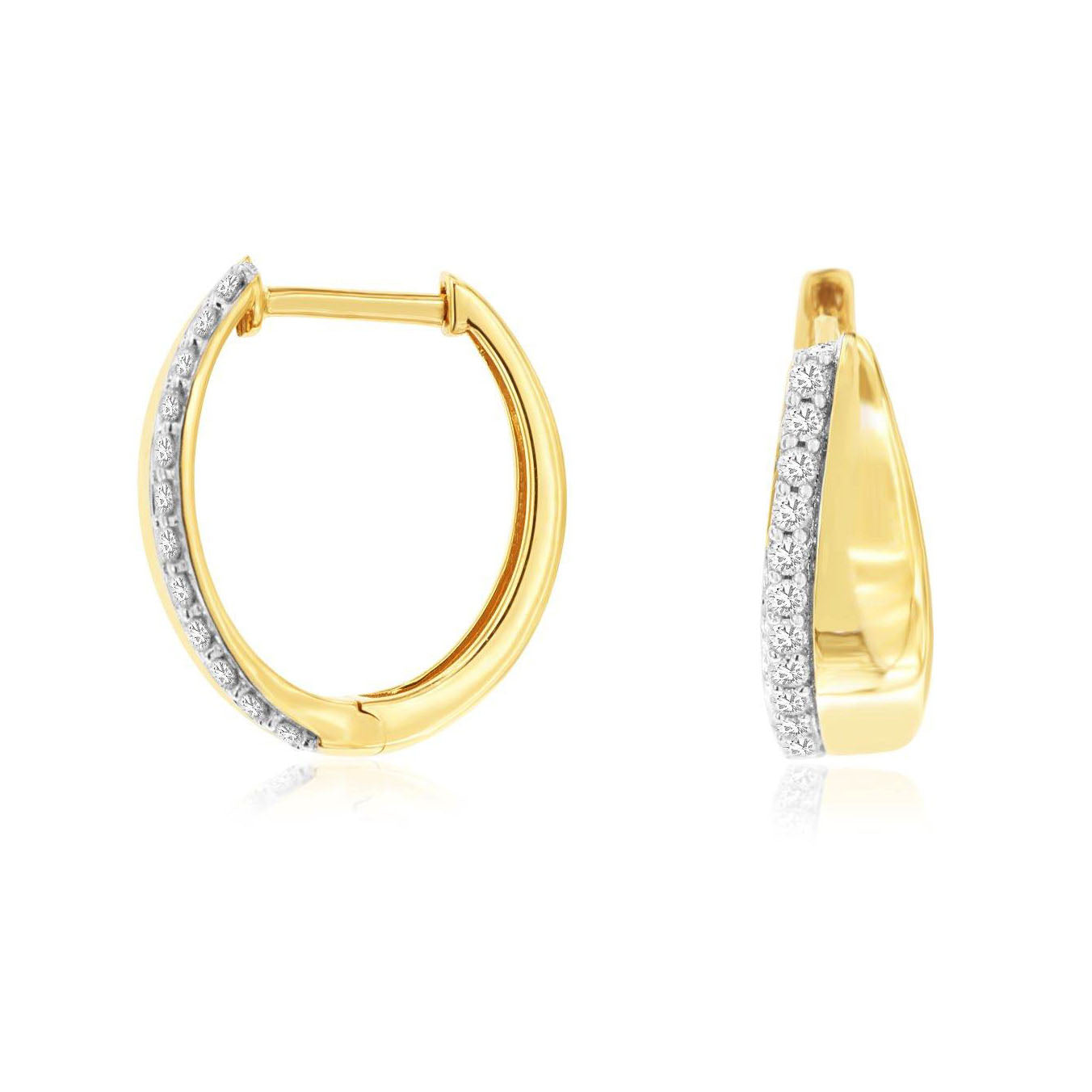 14K Yellow Gold 0.25ctw Diamond Hoop Earrings