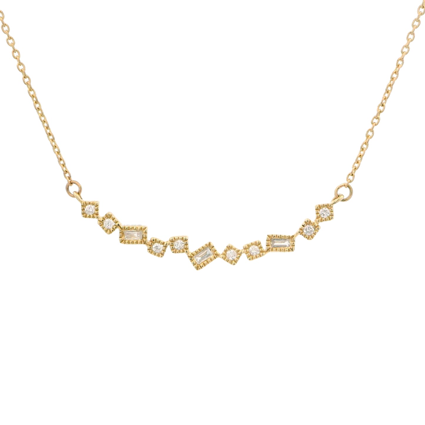 14K Yellow Gold Diamond Shapes Necklace