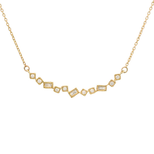 14K Yellow Gold Diamond Shapes Necklace