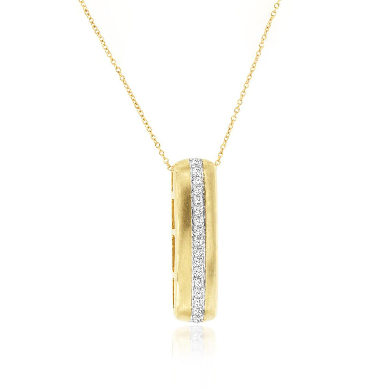 14K Yellow Gold Diamond Bar Pendant