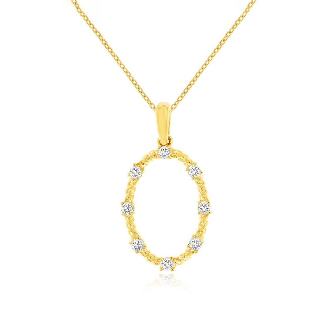 14K Yellow Gold Diamond Oval Pendant