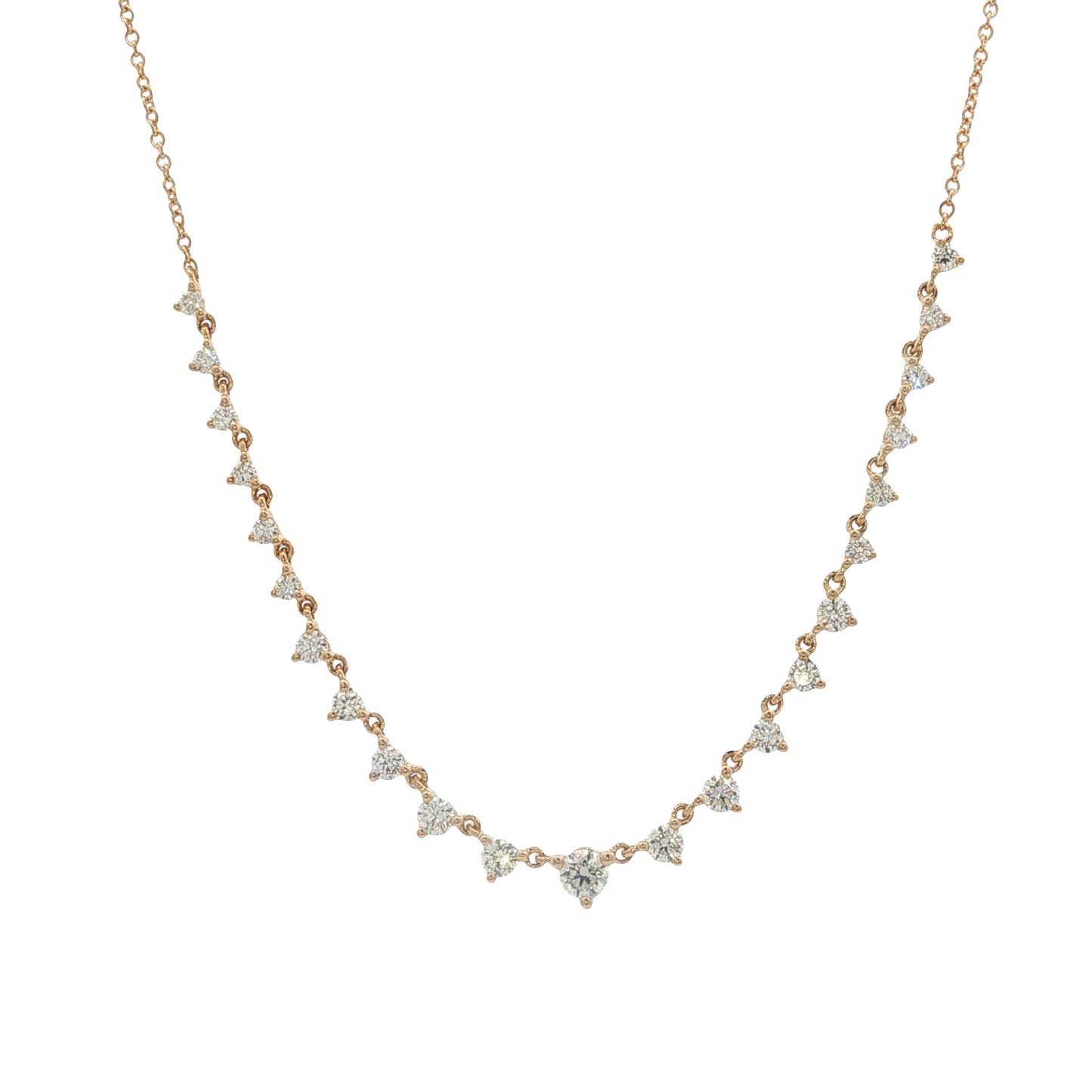 14K Yellow Gold Graduated Diamond Necklace