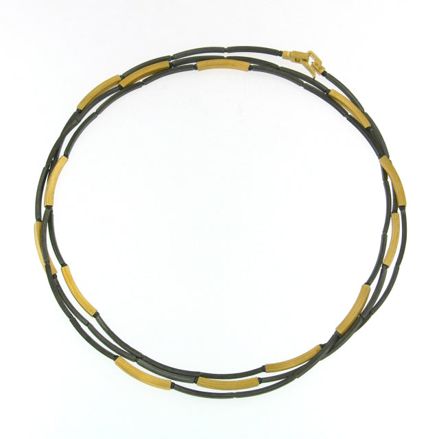 Mysterium Collection Long Vermeil & Oxidized Tube Necklace