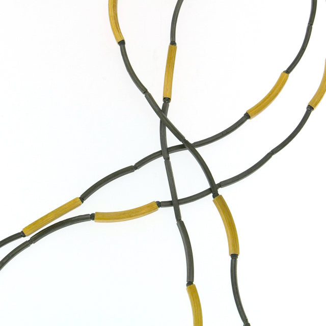 Mysterium Collection Long Vermeil & Oxidized Tube Necklace