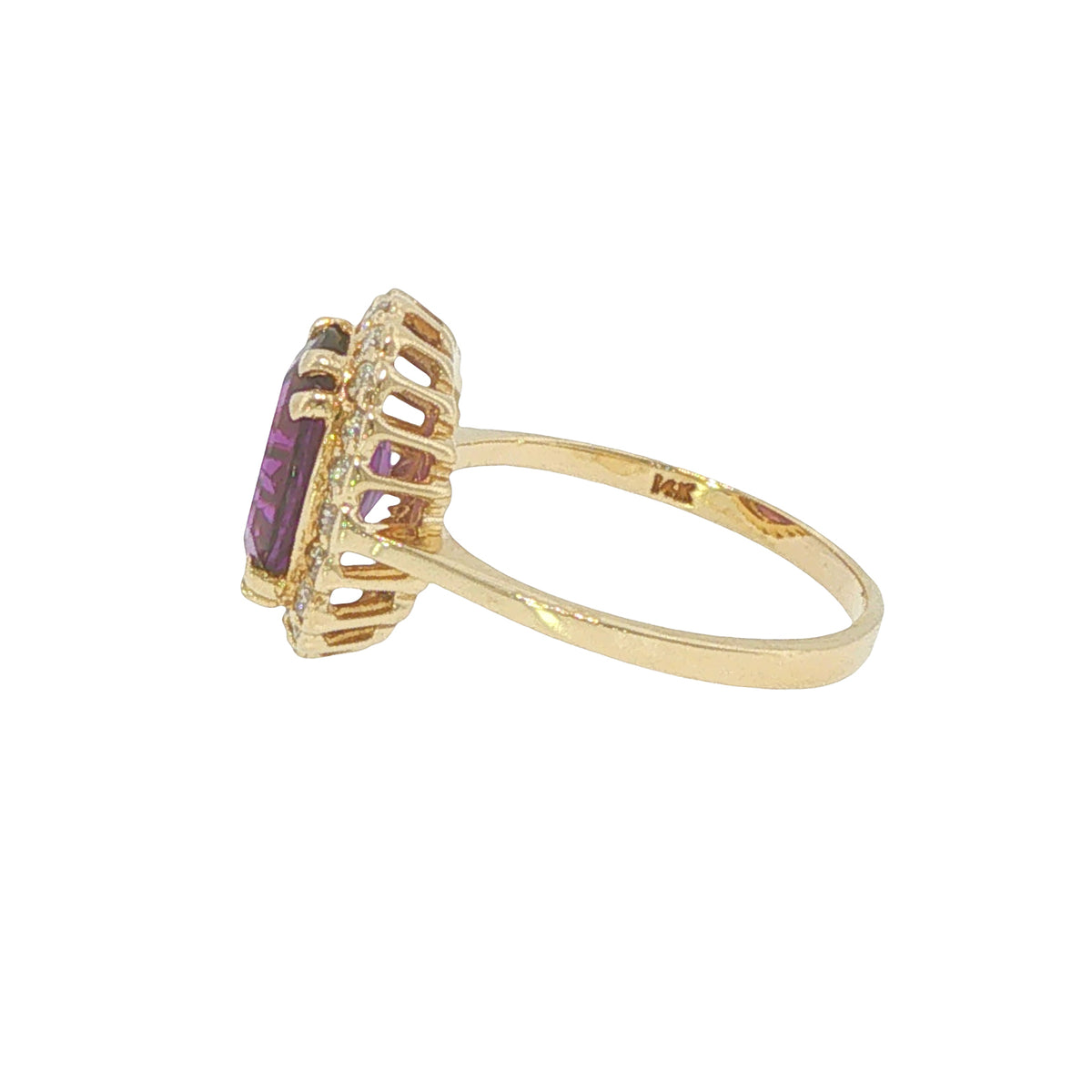 Vintage 14k Oval Amethyst & Diamond Ring