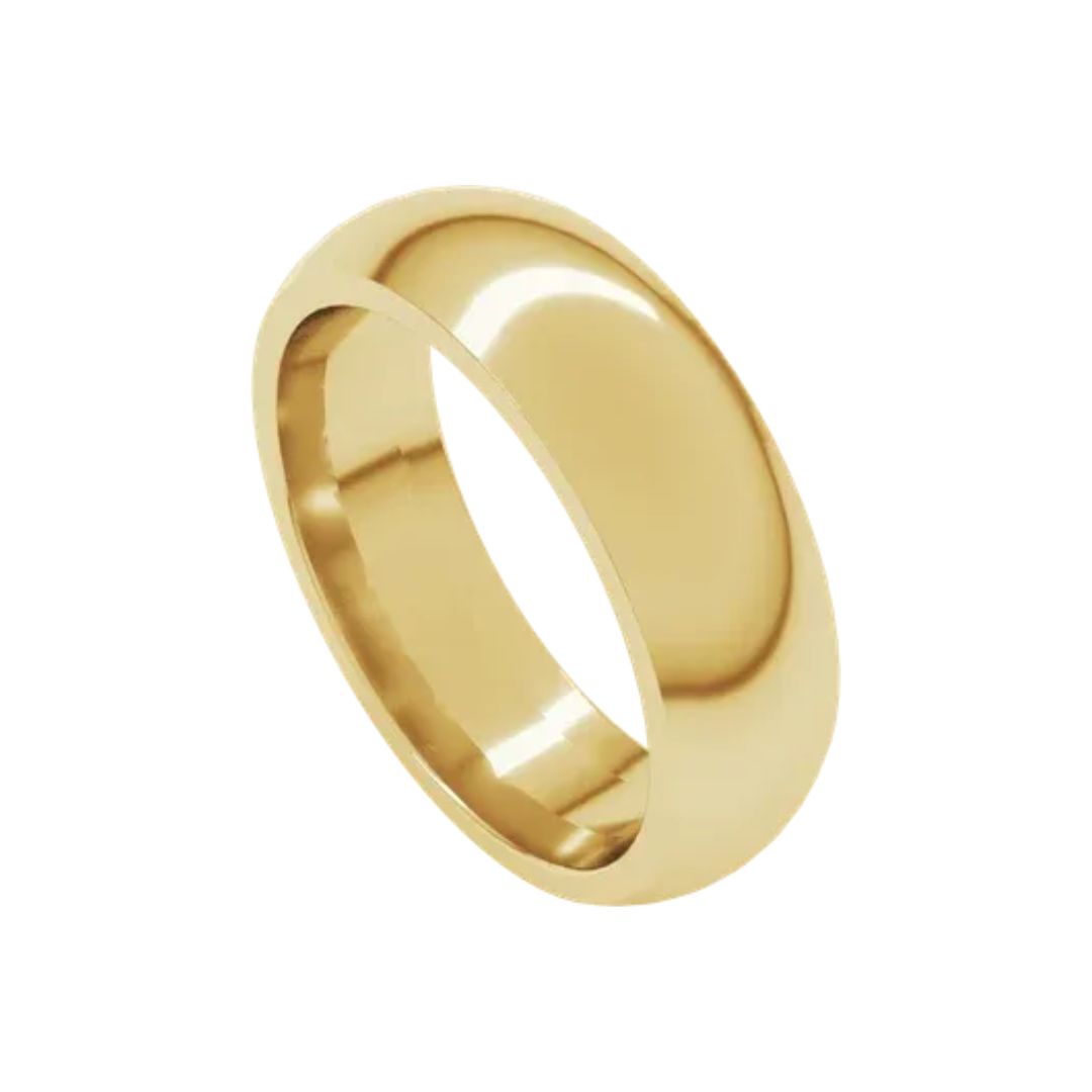 14k Yellow Gold 6mm Half Round Band