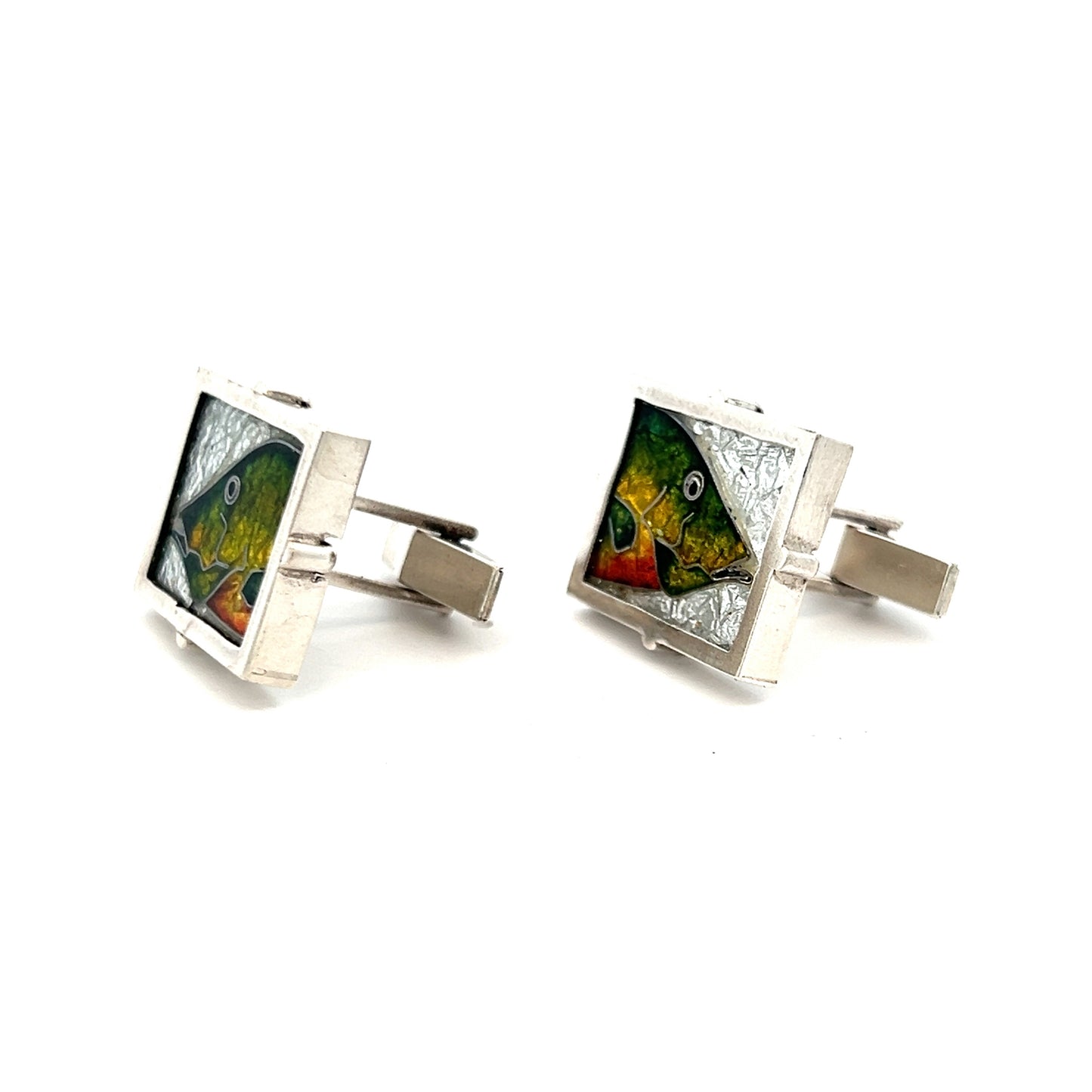 James Carter Collection Cloisonne Fish Cufflinks