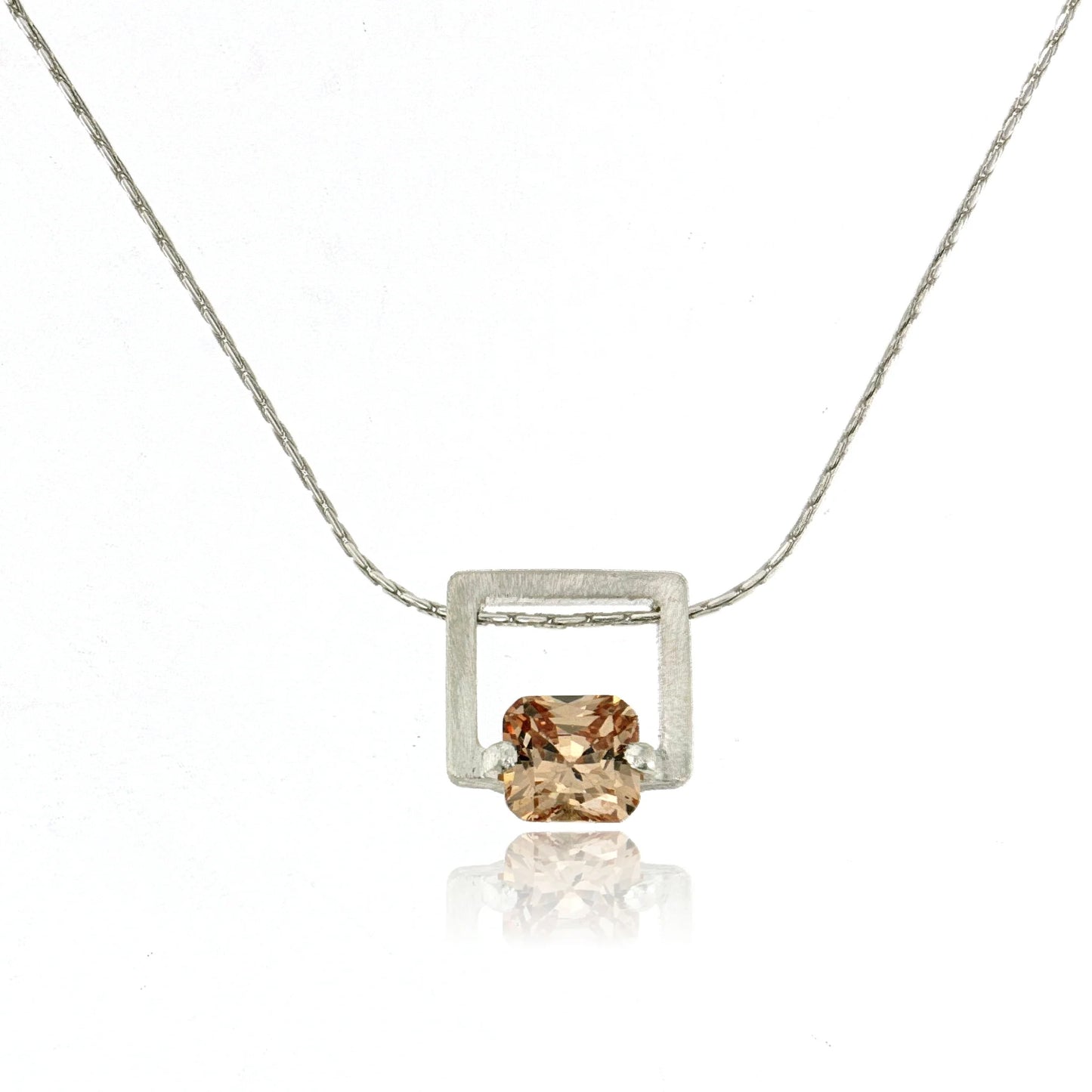 Mysterium Collection Sterling Silver Champagne CZ Necklace