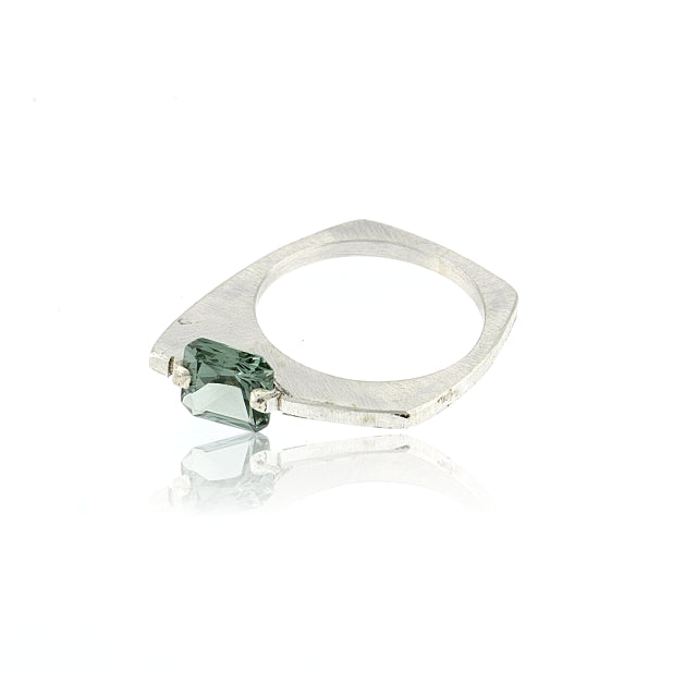 Mysterium Collection Asymmetrical Synthetic Green Spinel Ring