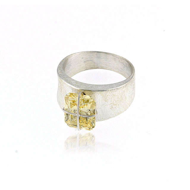 Mysterium Collection Sterling Light Yellow CZ Ring