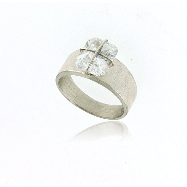 Mysterium Collection Sterling Wrapped Cubic Zirconia Ring