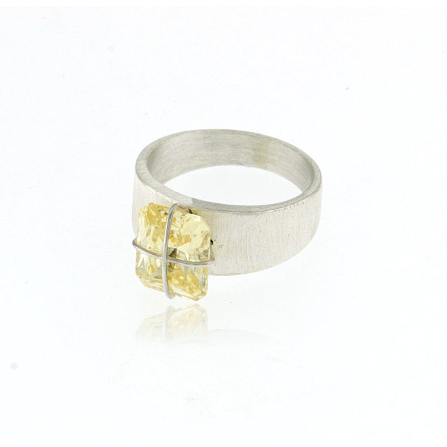 Mysterium Collection Sterling Light Yellow CZ Ring