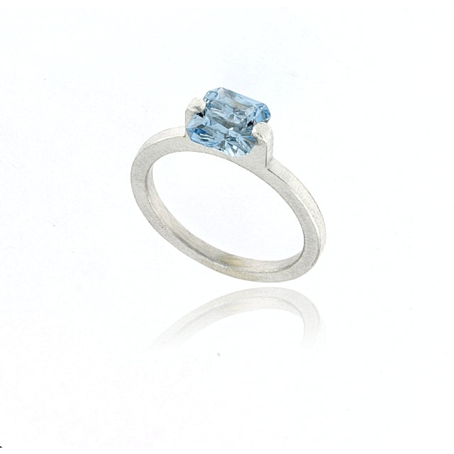 Mysterium Collection Sterling Synthetic Aqua Blue Spinel Ring