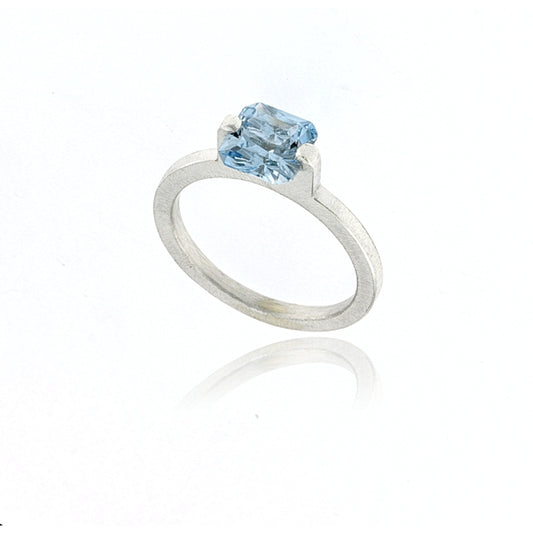 Mysterium Collection Sterling Synthetic Aqua Blue Spinel Ring