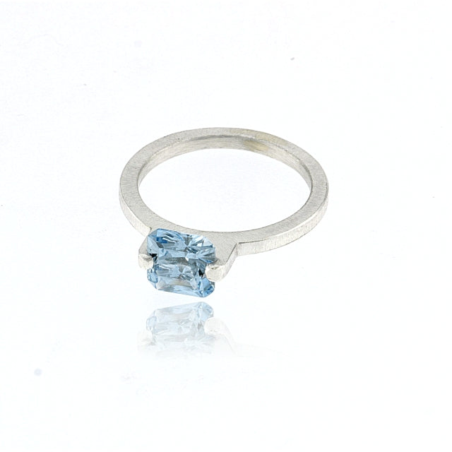 Mysterium Collection Sterling Synthetic Aqua Blue Spinel Ring