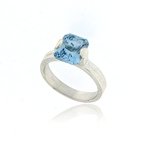 Mysterium Collection Sterling Synthetic Aqua Blue Spinel Ring