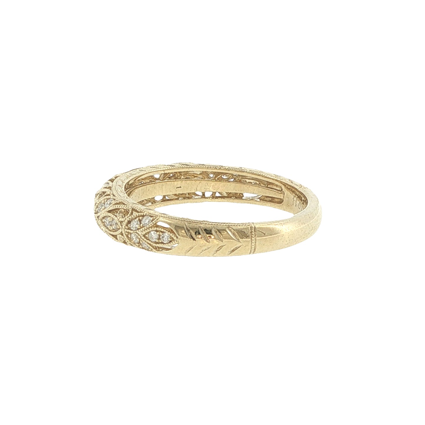 14K Yellow Gold Diamond Filagree Ring