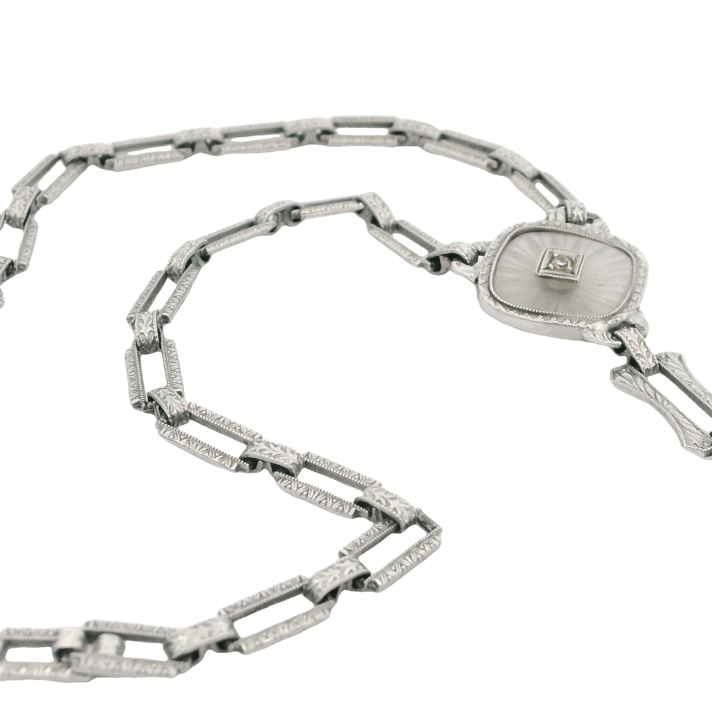 Estate Collection Art Deco Camphor Glass Diamond Pendant