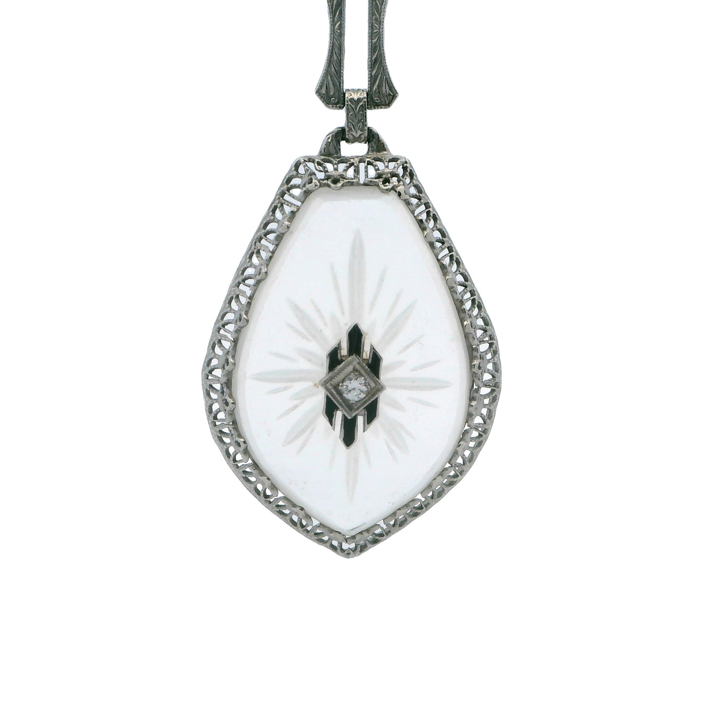 Estate Collection Art Deco Camphor Glass Diamond Pendant