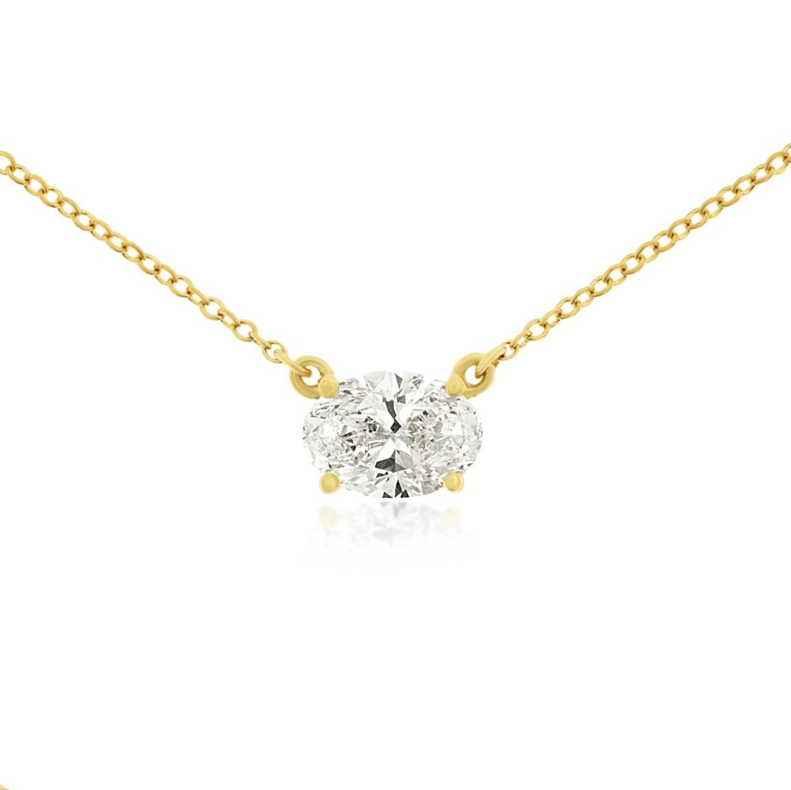 14k 1.09ct Lab-Created Oval Diamond Solitaire Pendant