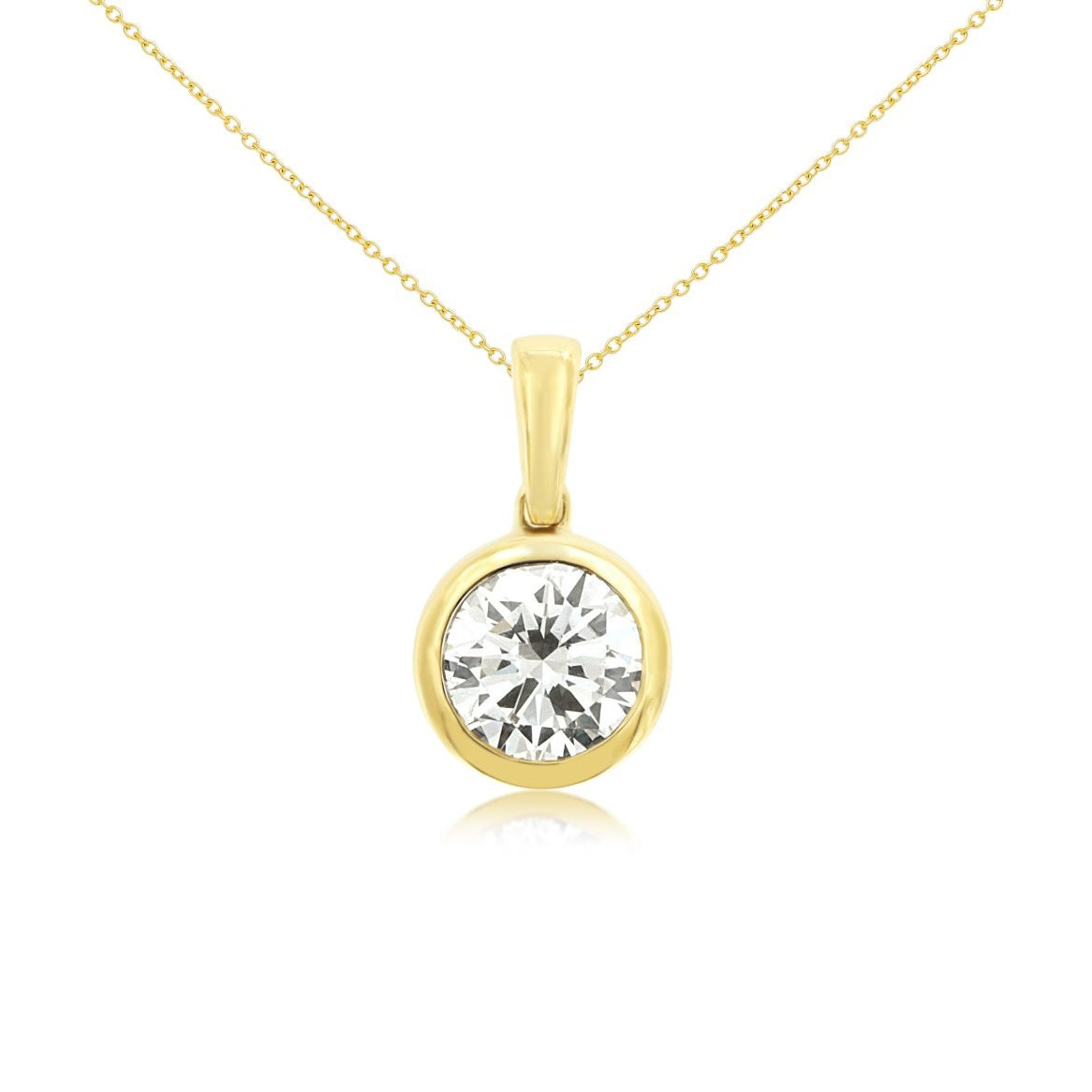 14k 1.0ct Lab-Created Round Brilliant Diamond Solitaire Pendant