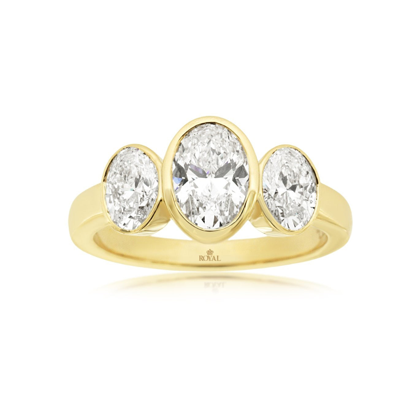 14k 2.0ctw 3 Stone Lab-Created Oval Diamond Ring