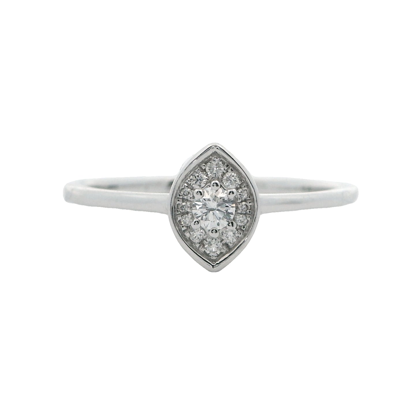 14K White Gold Marquis-Shaped Diamond Ring