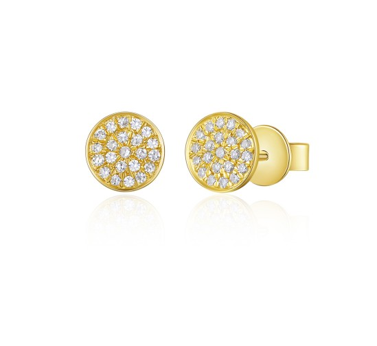 14K Yellow Gold Diamond Pave Earrings (med)