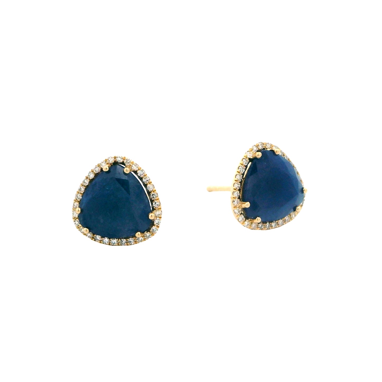 14K Yellow Gold Sapphire & Diamond Earrings