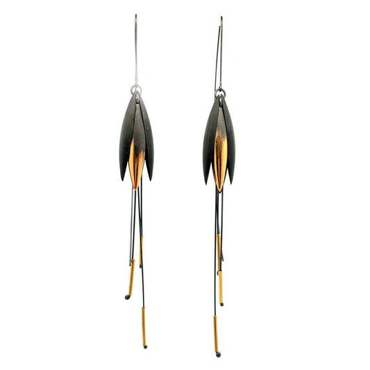 Mysterium Collection Black & Gold Sterling Earrings (lg)