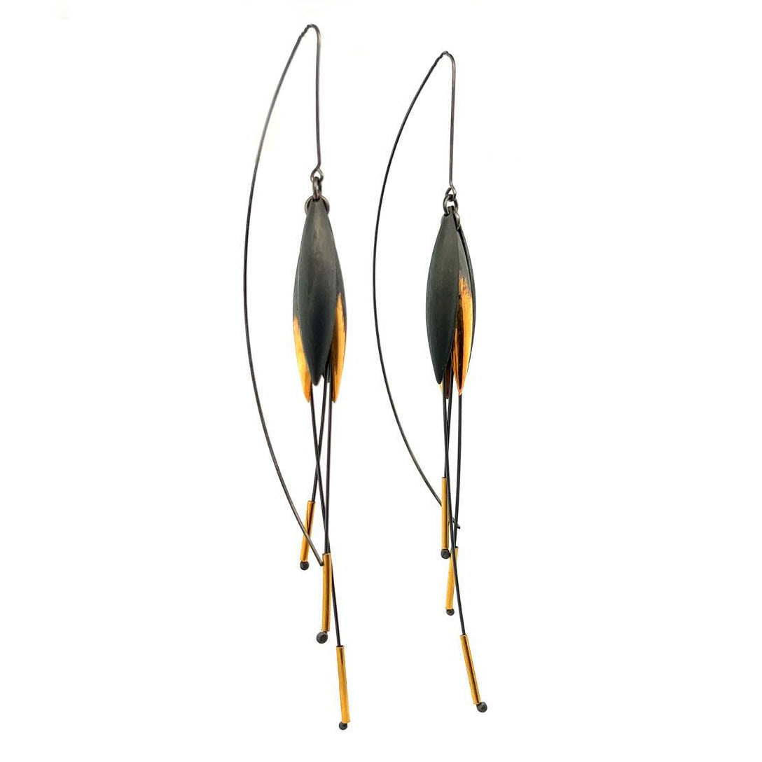 Mysterium Collection Black & Gold Sterling Earrings (lg)