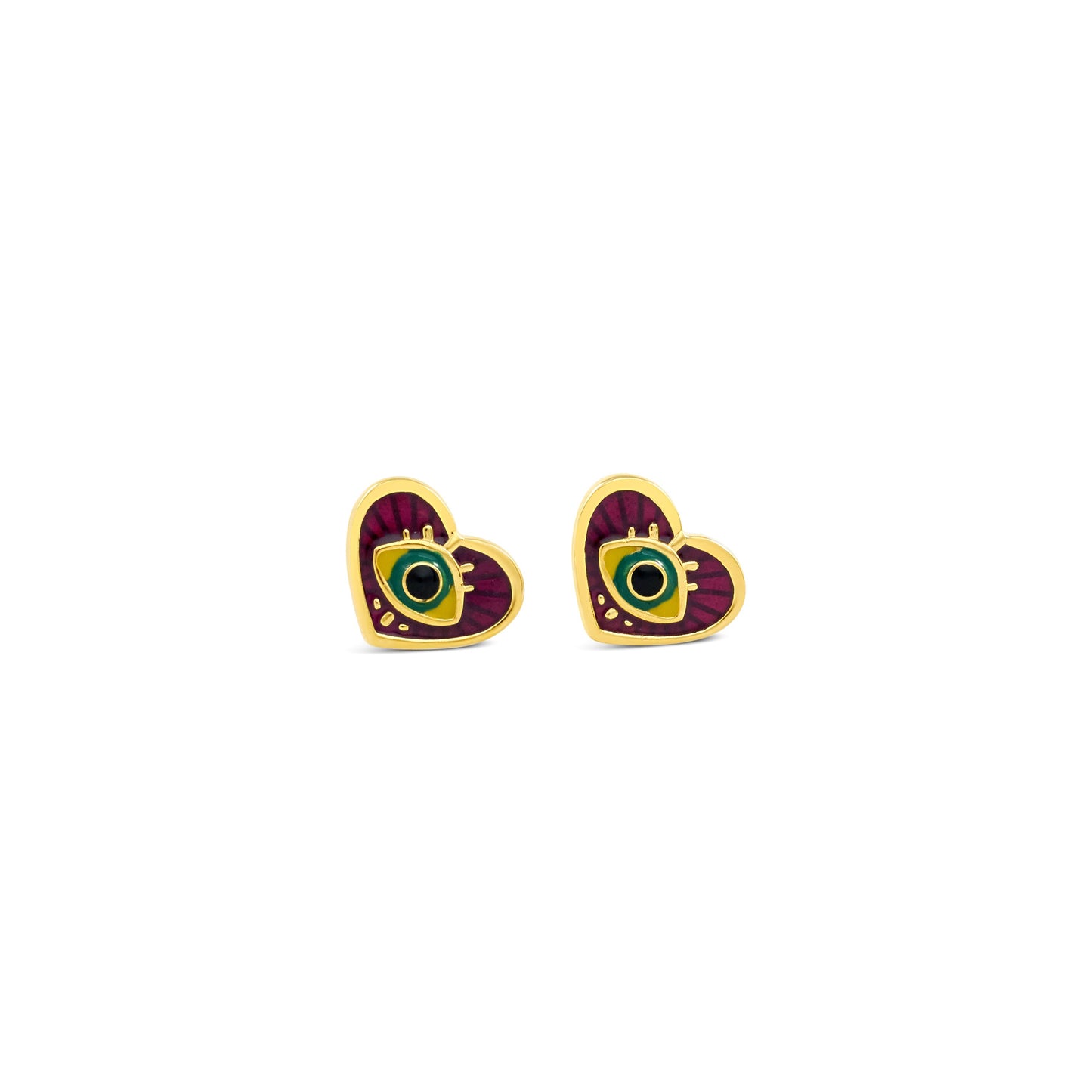 Cristy Cali Mardi Gras Evil Eye Heart Post Earrings