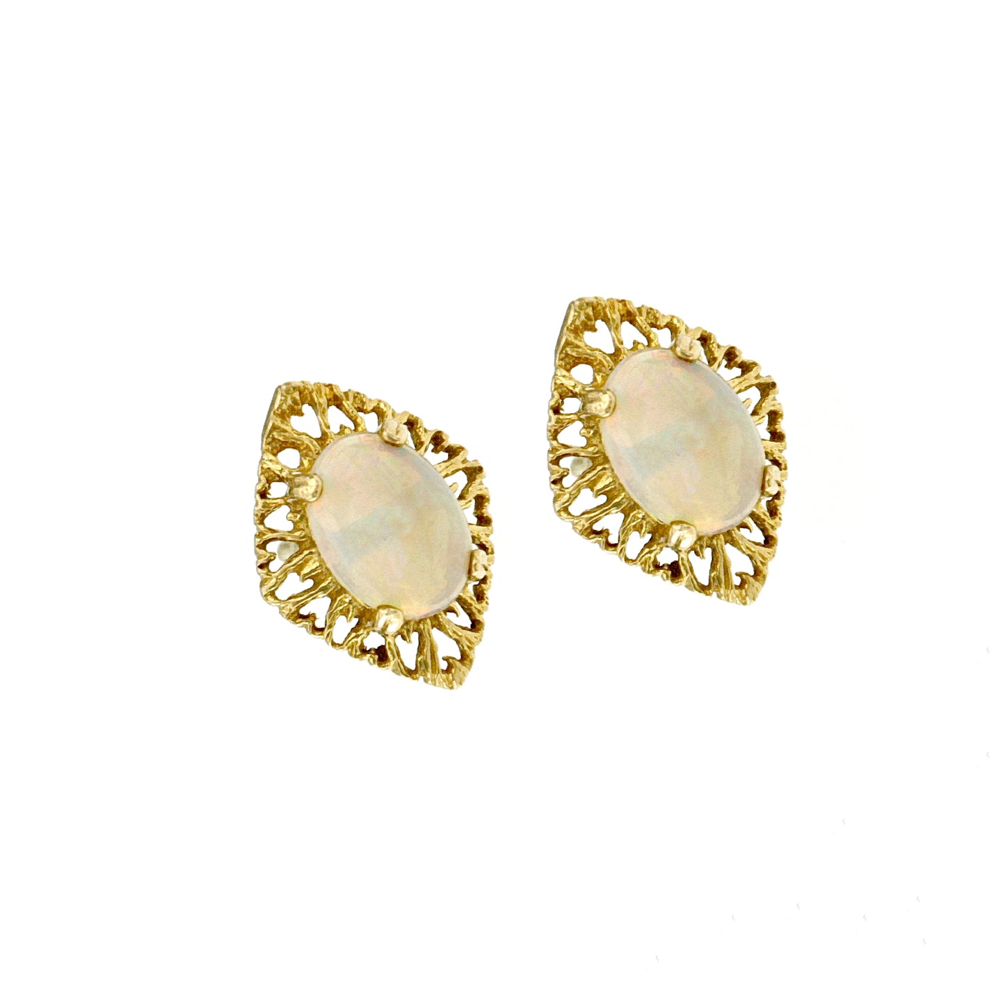 Vintage 14K Yellow Gold Opal Earrings