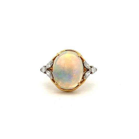 Estate Collection 18K Opal & Diamond Ring