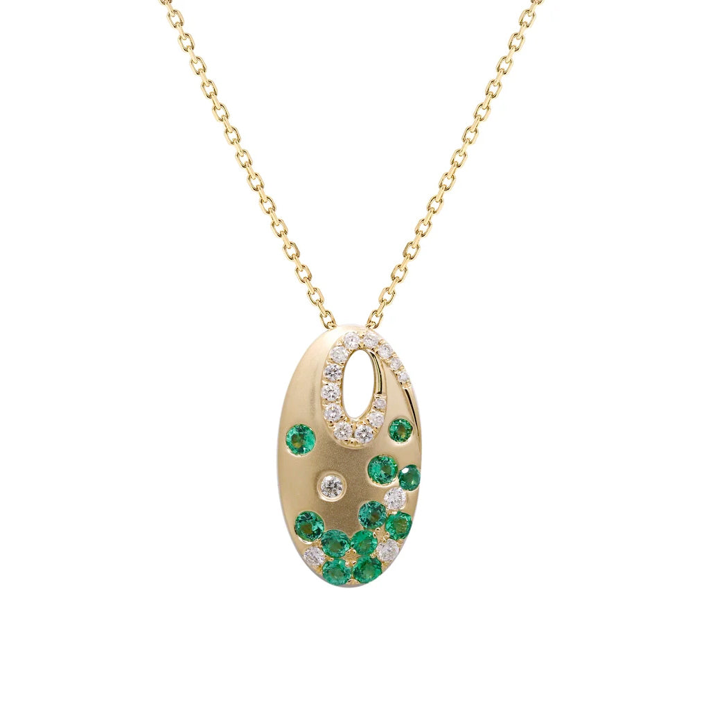 14K Emerald & Diamond Scatter Pendant