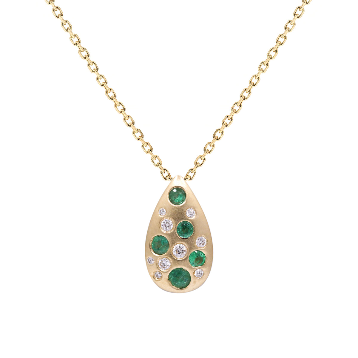 14K Emerald & Diamond Scatter Pendant
