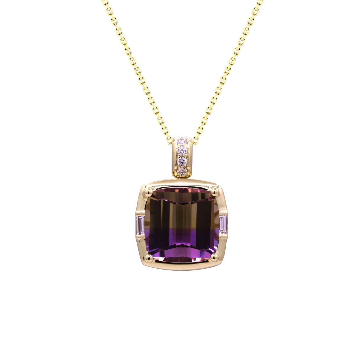 14K Ametrine & Diamond Pendant