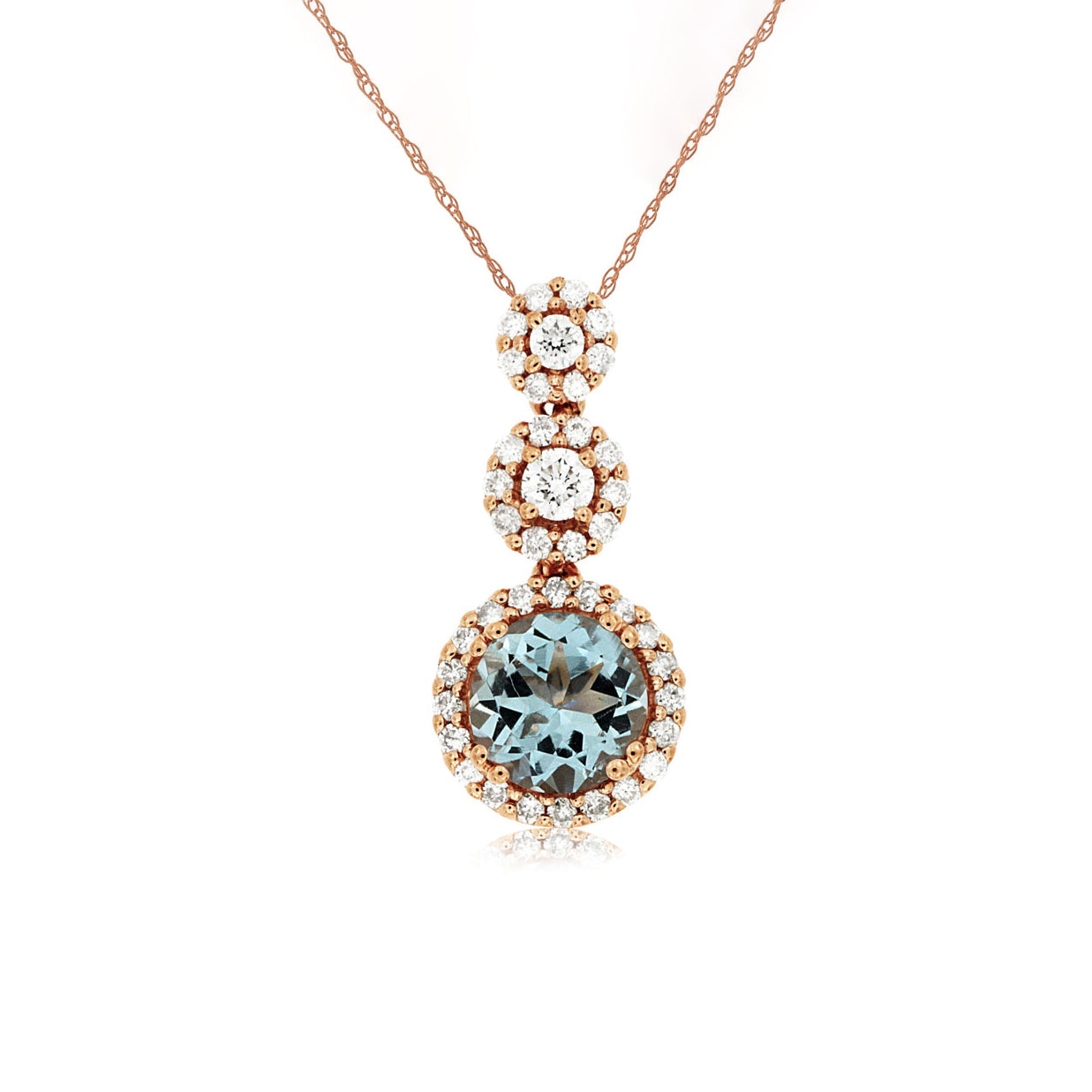 14K Rose Gold Aquamarine & Diamond Pendant
