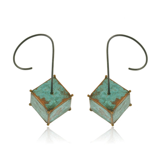 Mysterium Collection Bronze Patinated Cube Earrings
