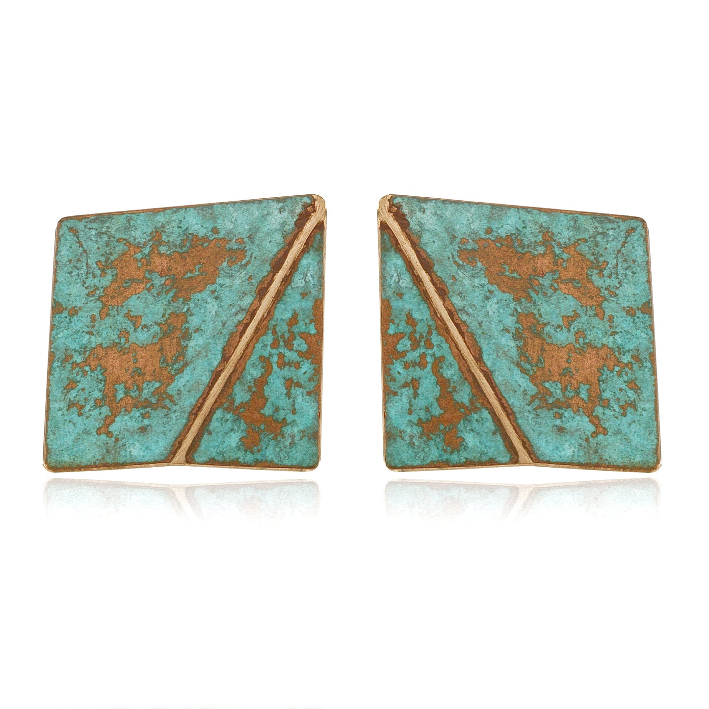 Mysterium Collection Bronze Patinated Square Earrings