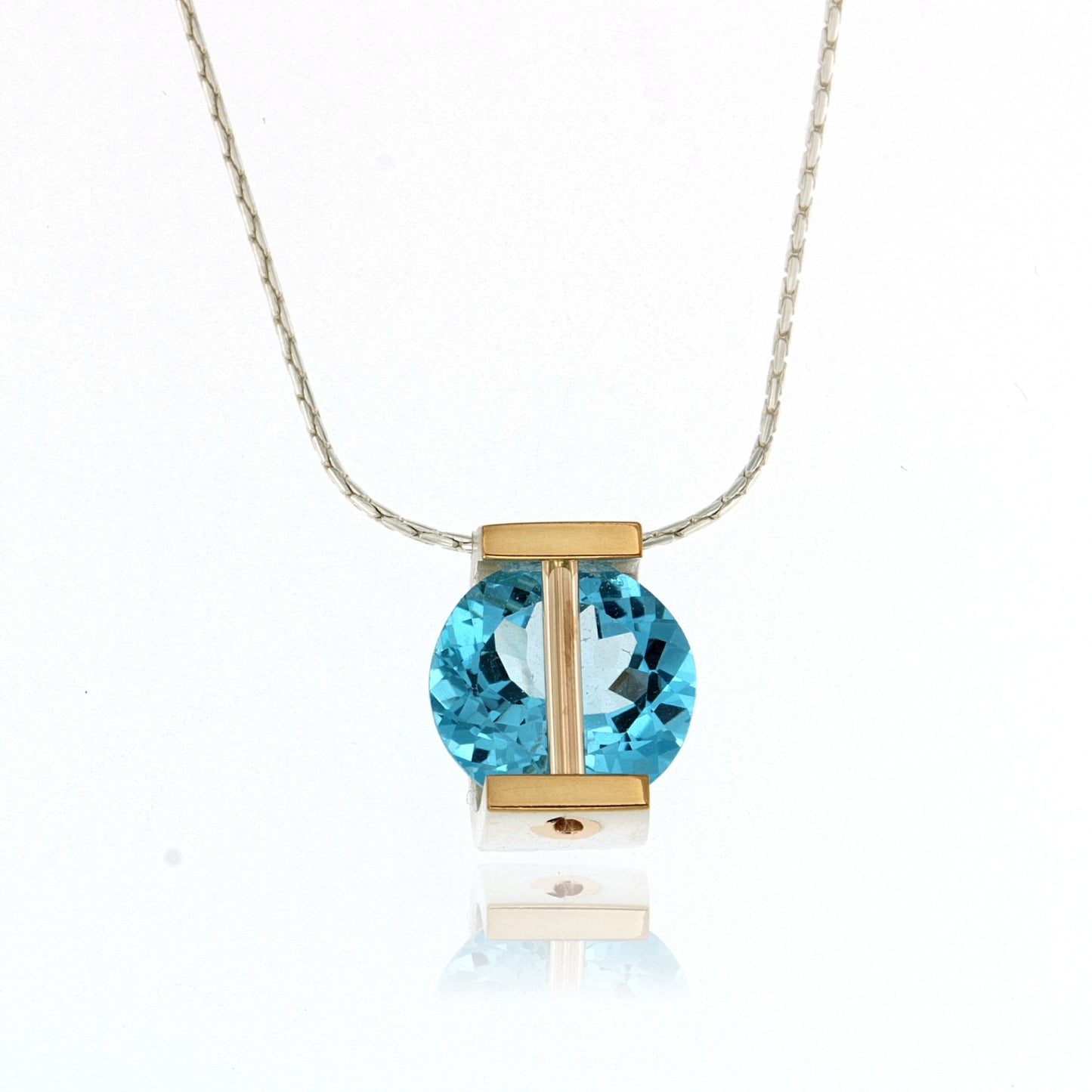Mysterium Collection Sterling & 14k Swiss Blue Topaz Necklace