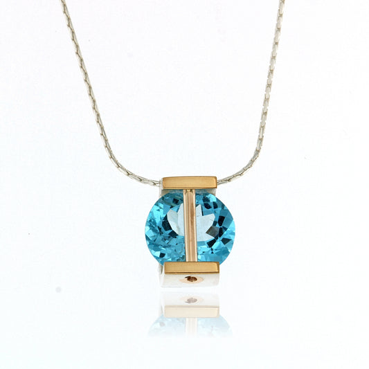 Mysterium Collection Sterling & 14k Swiss Blue Topaz Necklace